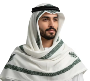 Wholesale Men's Embroidered Ghutra with Agal Breathable Traditional Arab Keffiyeh Shemagh Headscarf Wool Saudi Ghutra