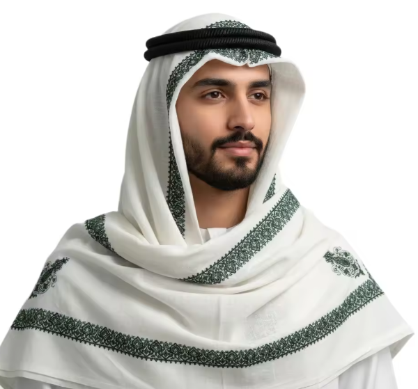 Wholesale Men's Embroidered Ghutra with Agal Breathable Traditional Arab Keffiyeh Shemagh Headscarf Wool Saudi Ghutra