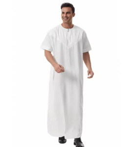 Factory Stock Men's Arabic Thobe Dubai Kandura | Summer Short Sleeve Long Robe | Turkish & Saudi Style | Wholesale