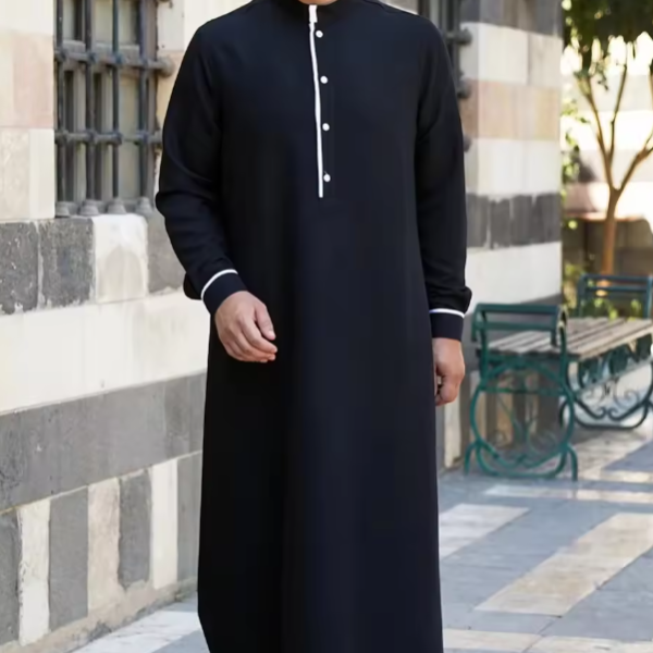 Latest Classic Beige Emirati Kandura Jubba Saudi Style Formal Wear Hidden Button Placket MAXI Length Long Sleeve Quick Dry