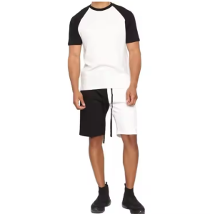High Quality Spring Custom Logo Printed Cotton Mens Shorts and T Shirt Sets 2 Piece Jogger Set