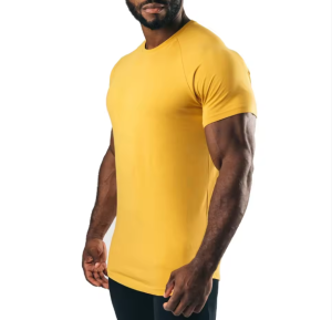 Wholesale Men's Fitness T-Shirt Short Sleeve Muscle Joggers Breathable Quick Dry O-Neck Solid Slim Fit Cotton/Polyester