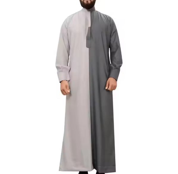 Royal Blue Men Thobe Solid Color Breathable Loose Fit Saudi Jubba Islamic Clothing Long Sleeve Arabic Robe Kandura Dishdasha